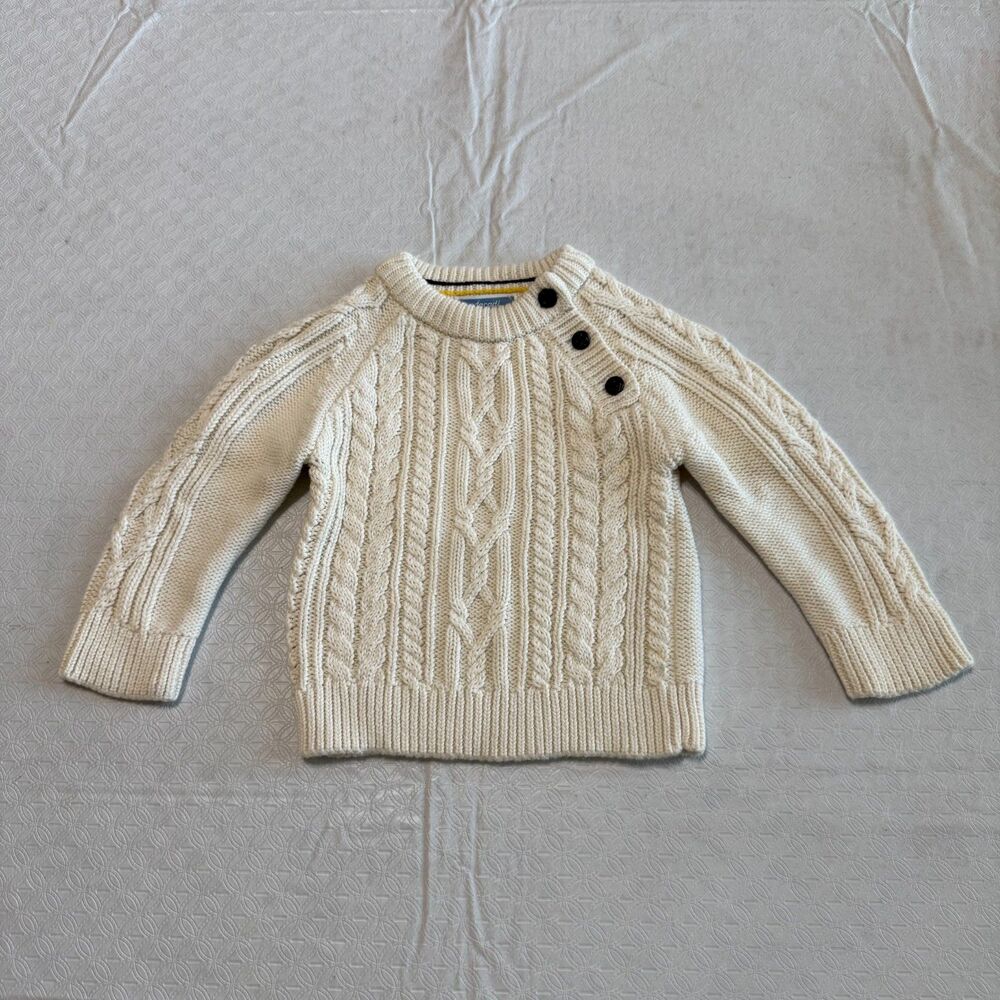 Jacadi Paris Baby Unisex Heavyweight Cable Knit Cream Sweater Cream 12M